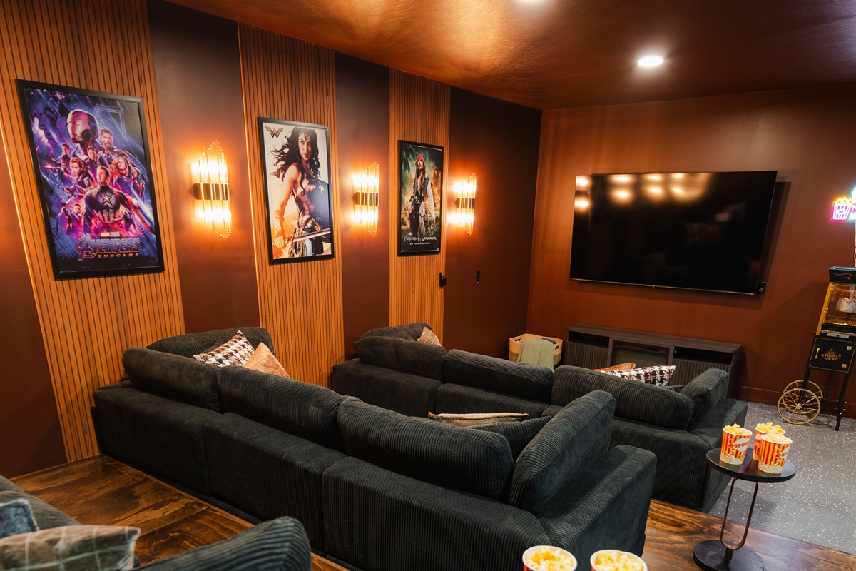 Grab the popcorn and settle in for a movie experience in the private theater room