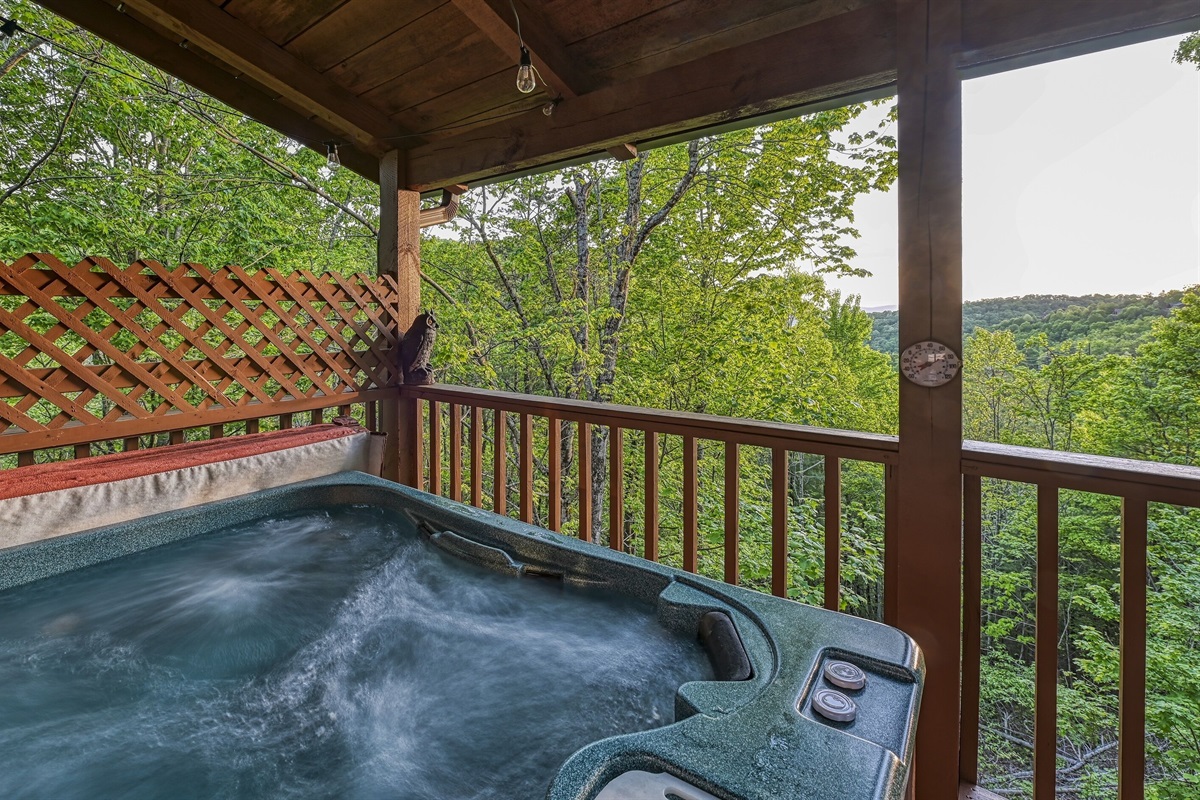 Relax in the hot tub after a day of hiking in The Great Smoky Mountains