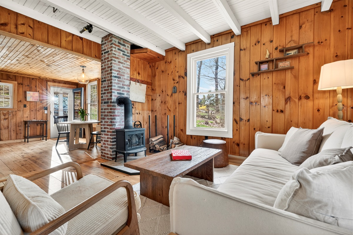 Living room with wood stove