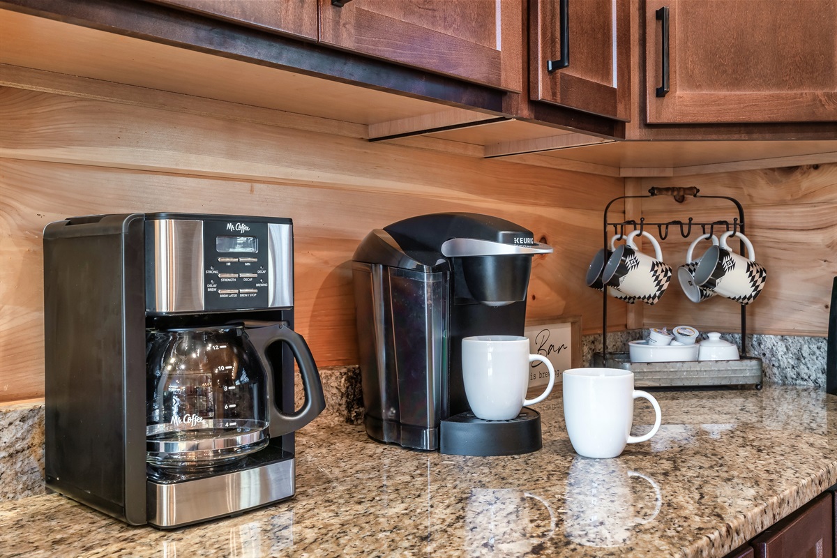 Enjoy coffee every morning at the cabin