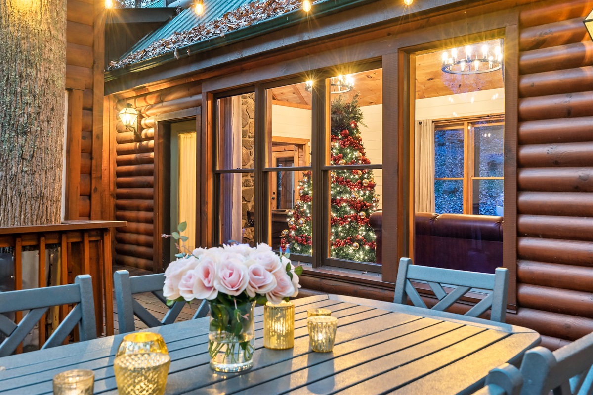 Enjoy the Xmas tree while out on the deck