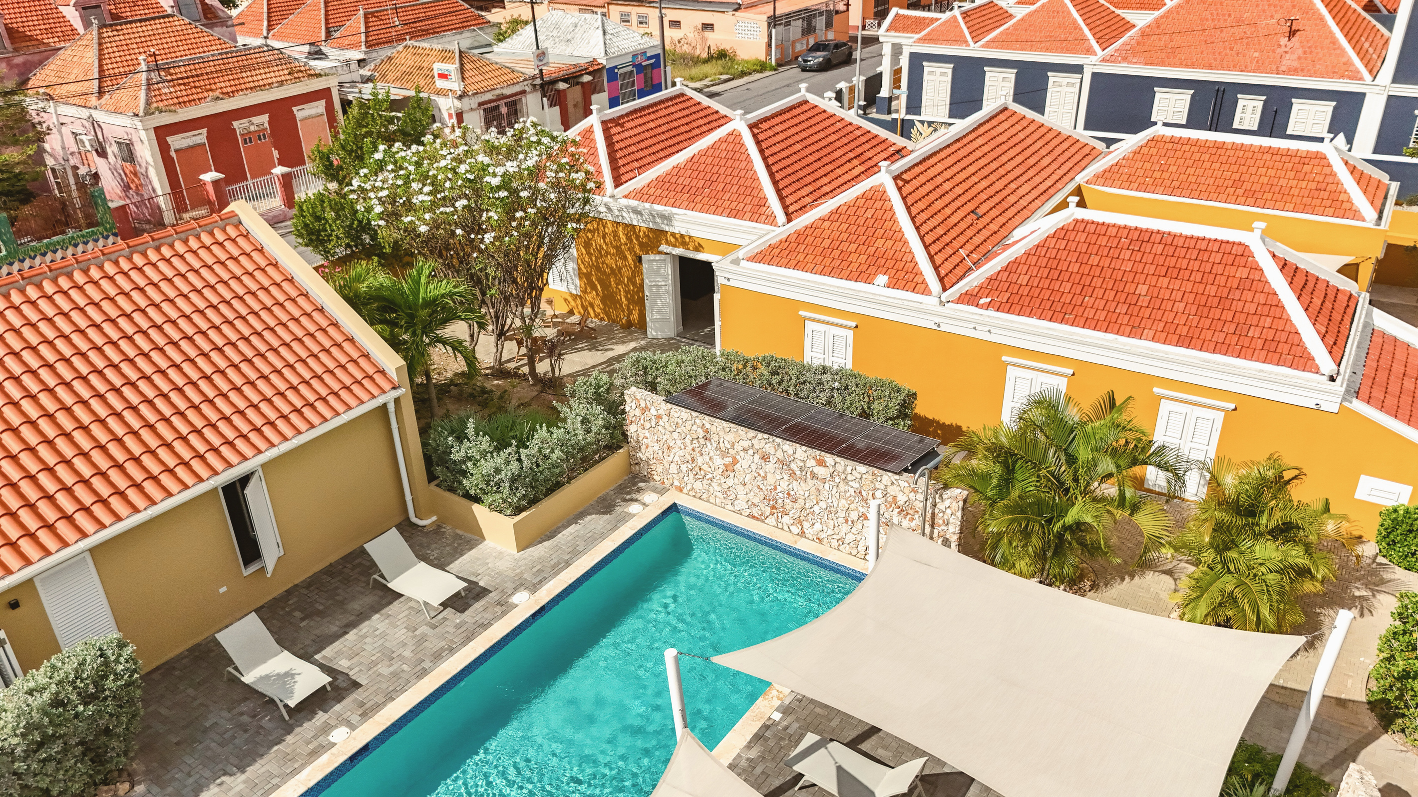 Villa Grandi Estate – Courtyard & pool from above