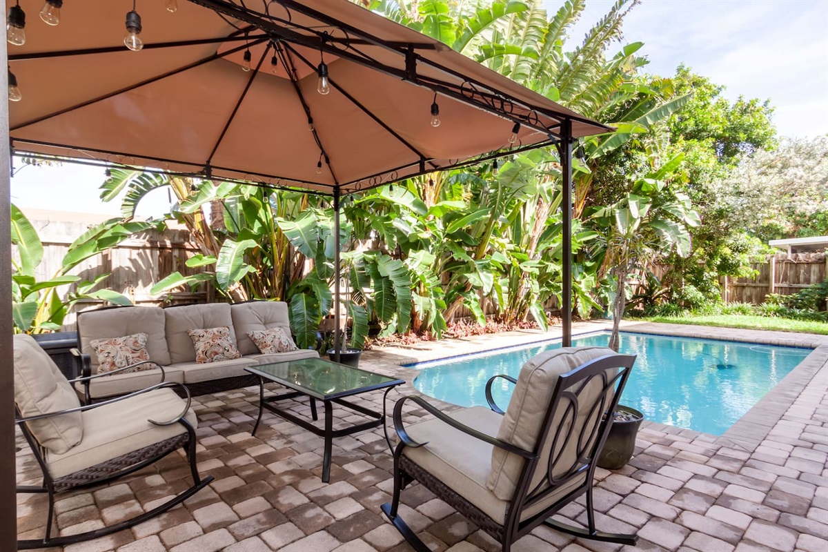 Relax in tranquility of the pool area. 