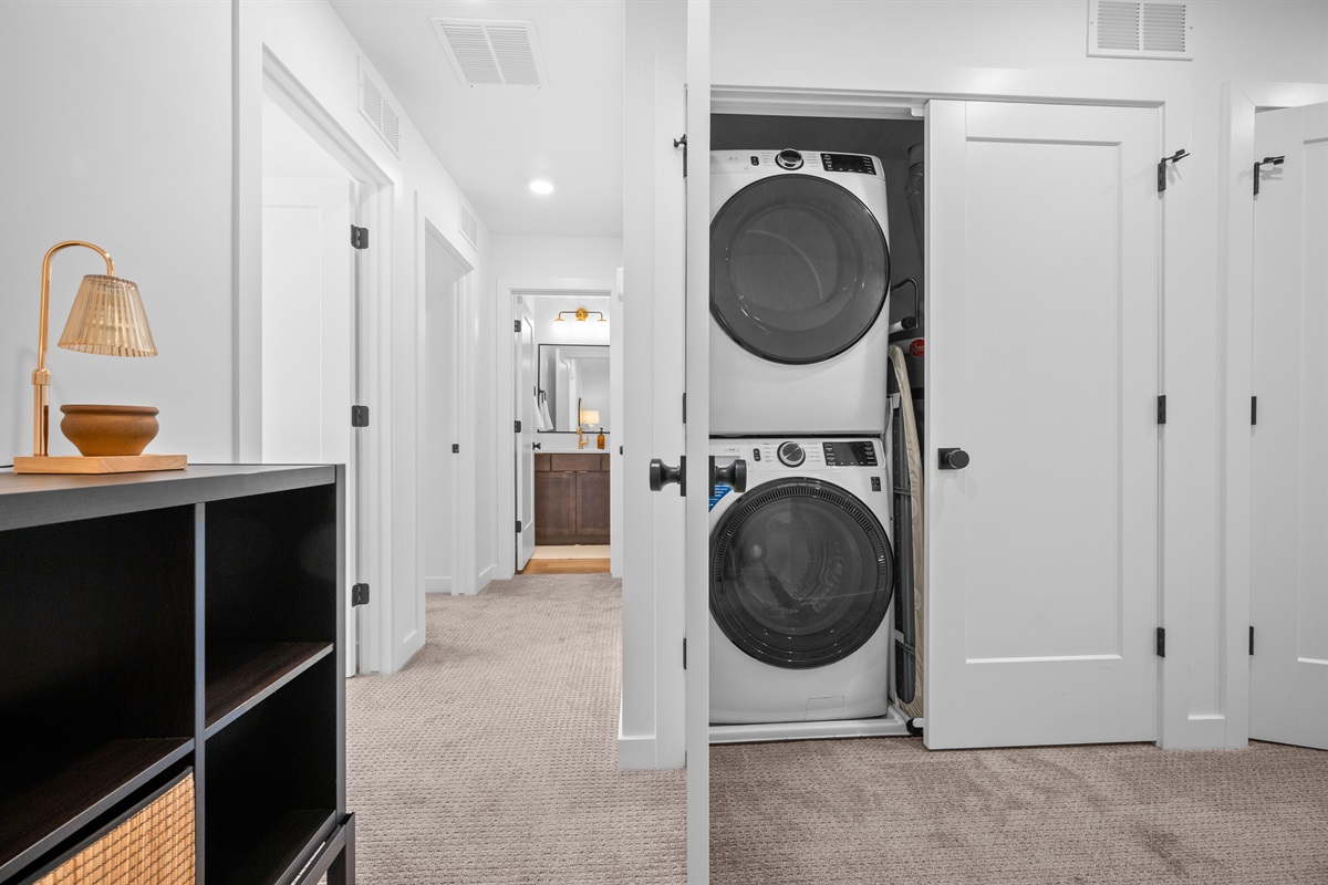 Convenient in-home laundry with washer and dryer.