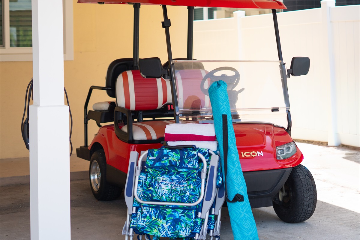 Explore IRB like a native: 4 seat golf cart included with each unit