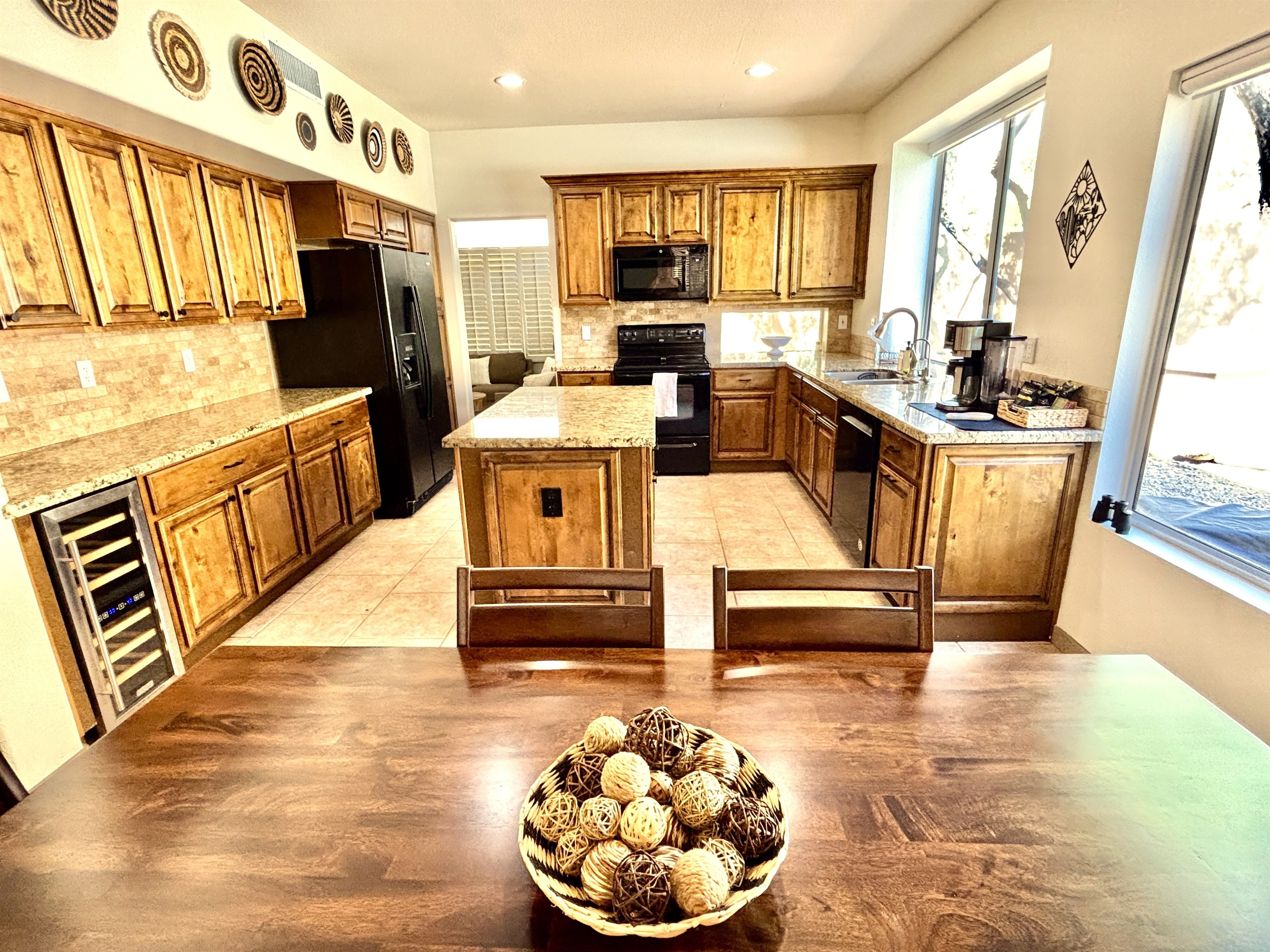 Open concept kitchen and dining table