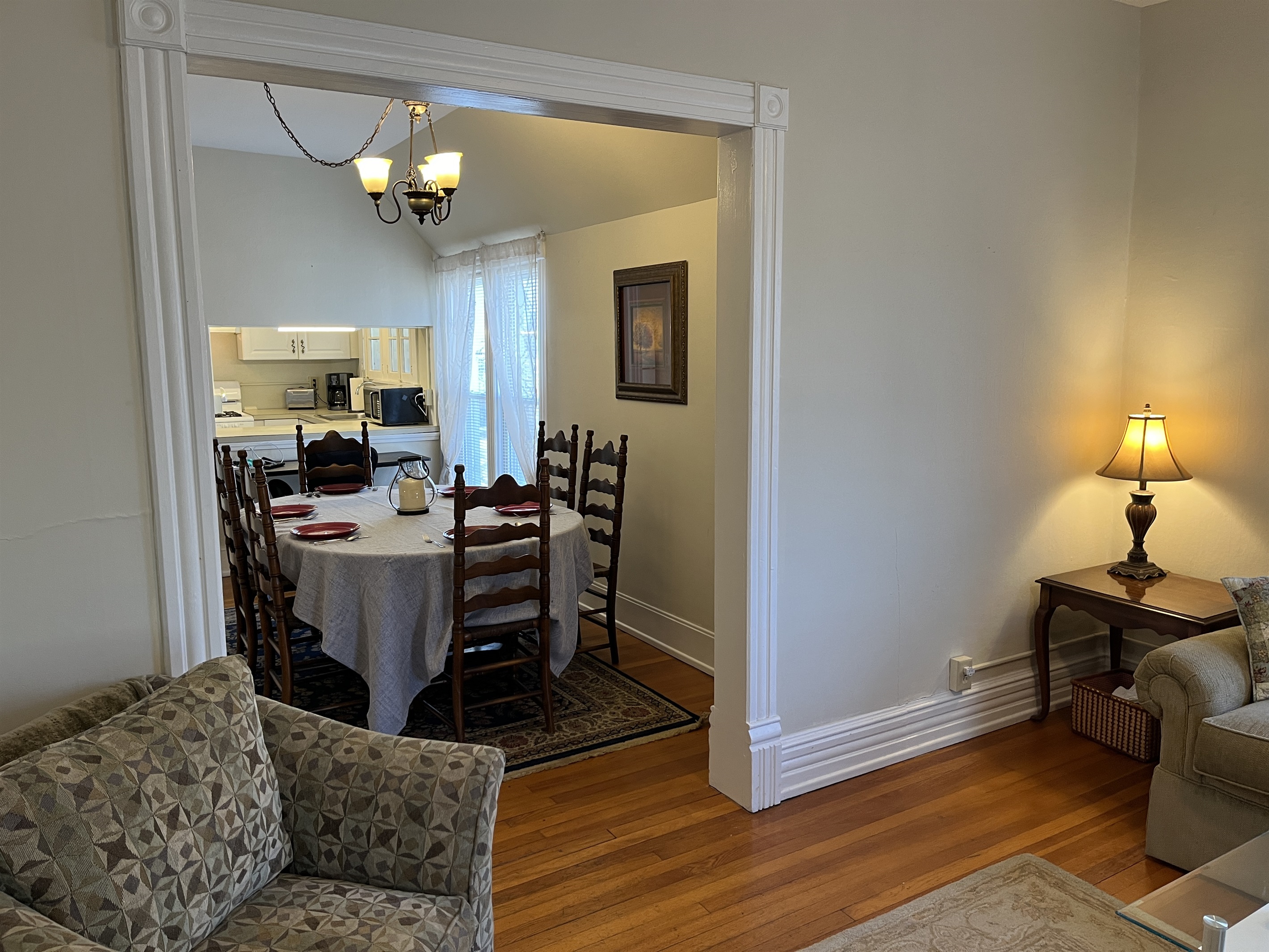 Living room into dining room
