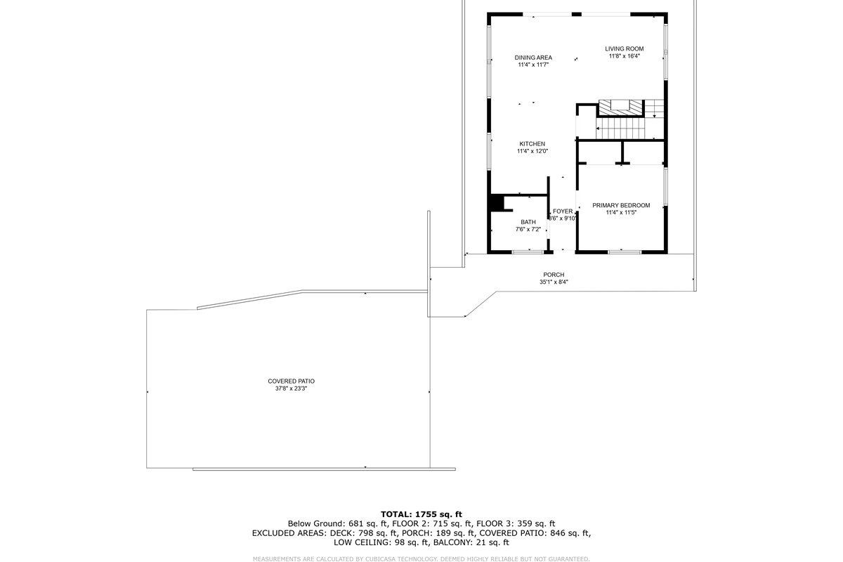MAIN FLOOR: mostly accurate, except: *Stairs Direction goes Down from Kitchen to Lower Level & *Measurements are slightly off as the home is 1916 sf plus about 1,300-1,400 of decking area