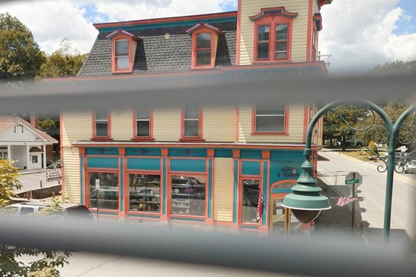 The Historical Busy Building across the street, now a thrift store that helps supports the Mountainside nursing home.