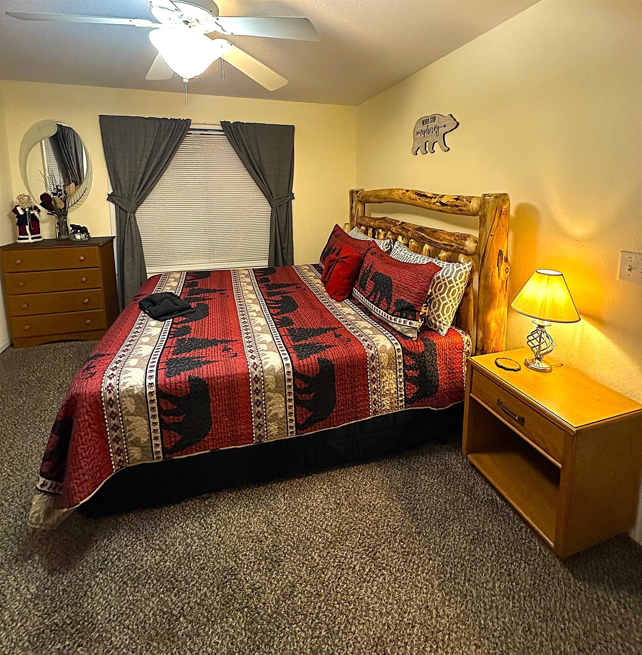 Master suite with king bed and peaceful creek views