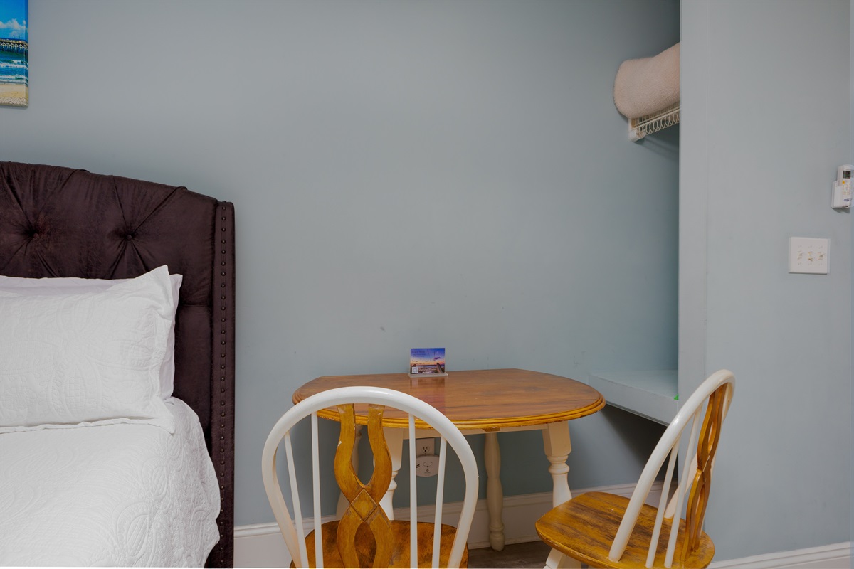 Dining area with seating for two