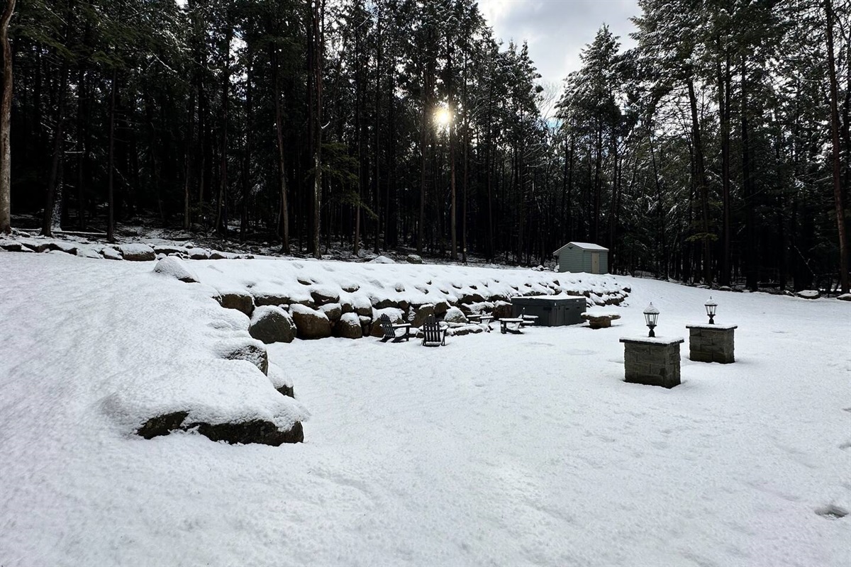 Backyard after the first snow of 2023!