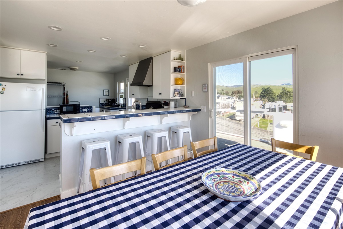 Dining large enough for the whole family. And the bar seats 4.