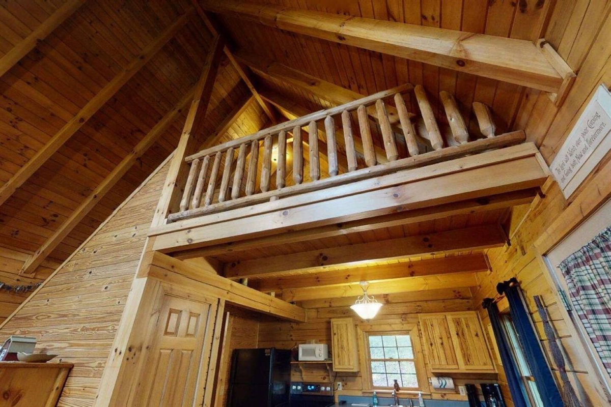 Climb to the loft where a queen-size bed ensures restful nights and peaceful mornings!