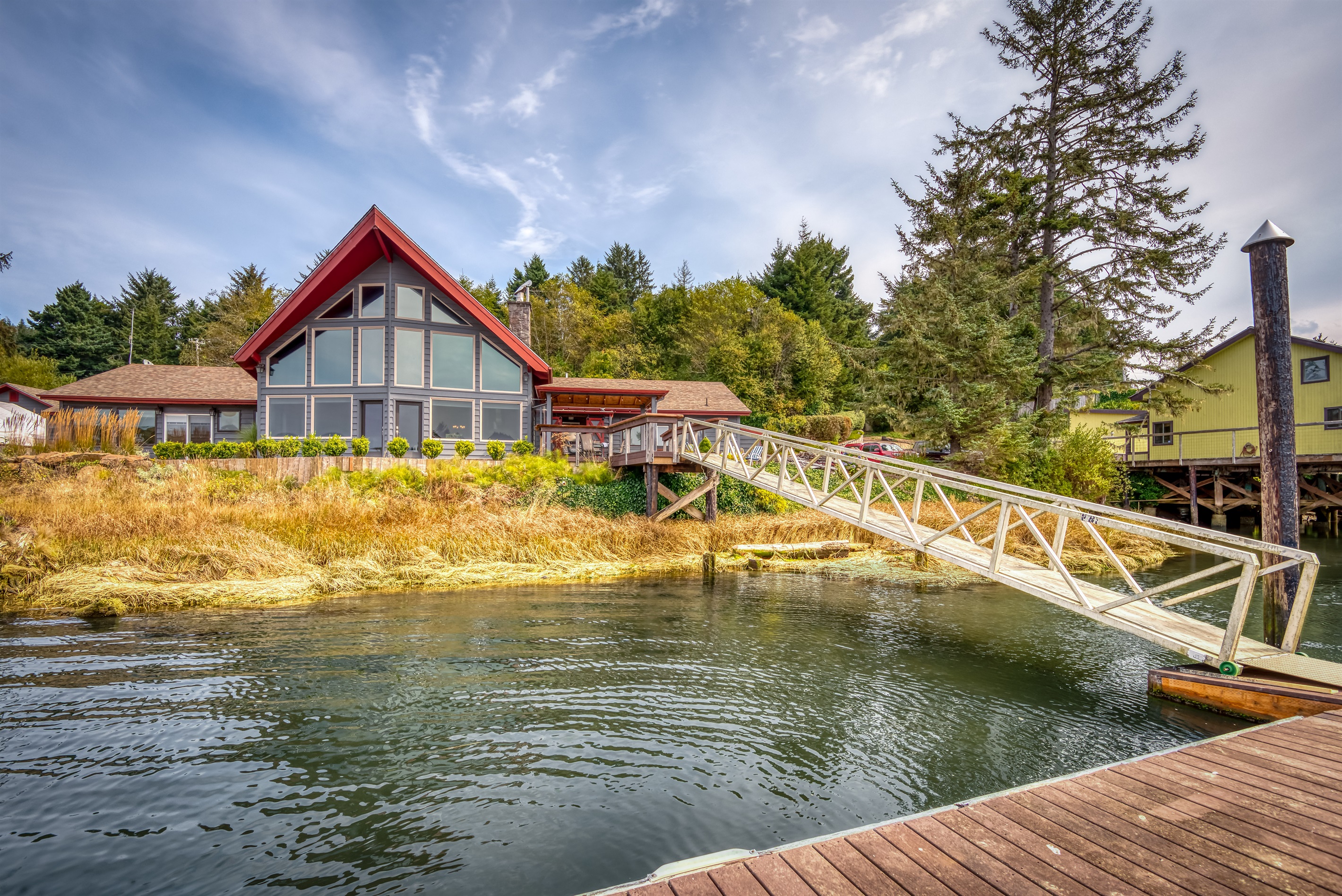 River Side of the House with Ramp to Dock