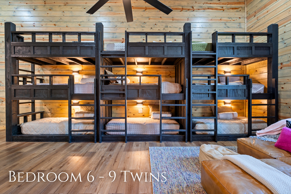 Custom built bunks create a fun and comfortable sleeping space that's perfect for kids, teens, or anyone who enjoys sharing stories long after the lights go out.