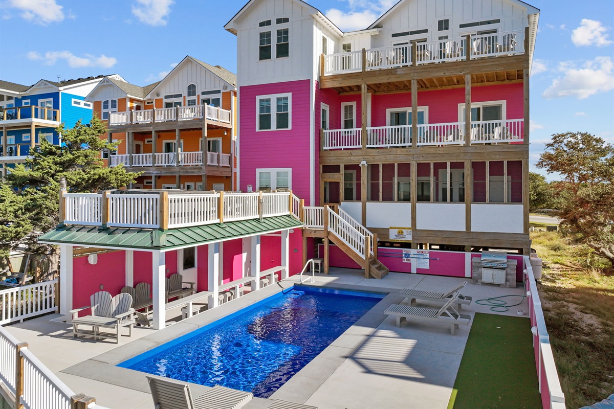 Back View of Home with Pool 