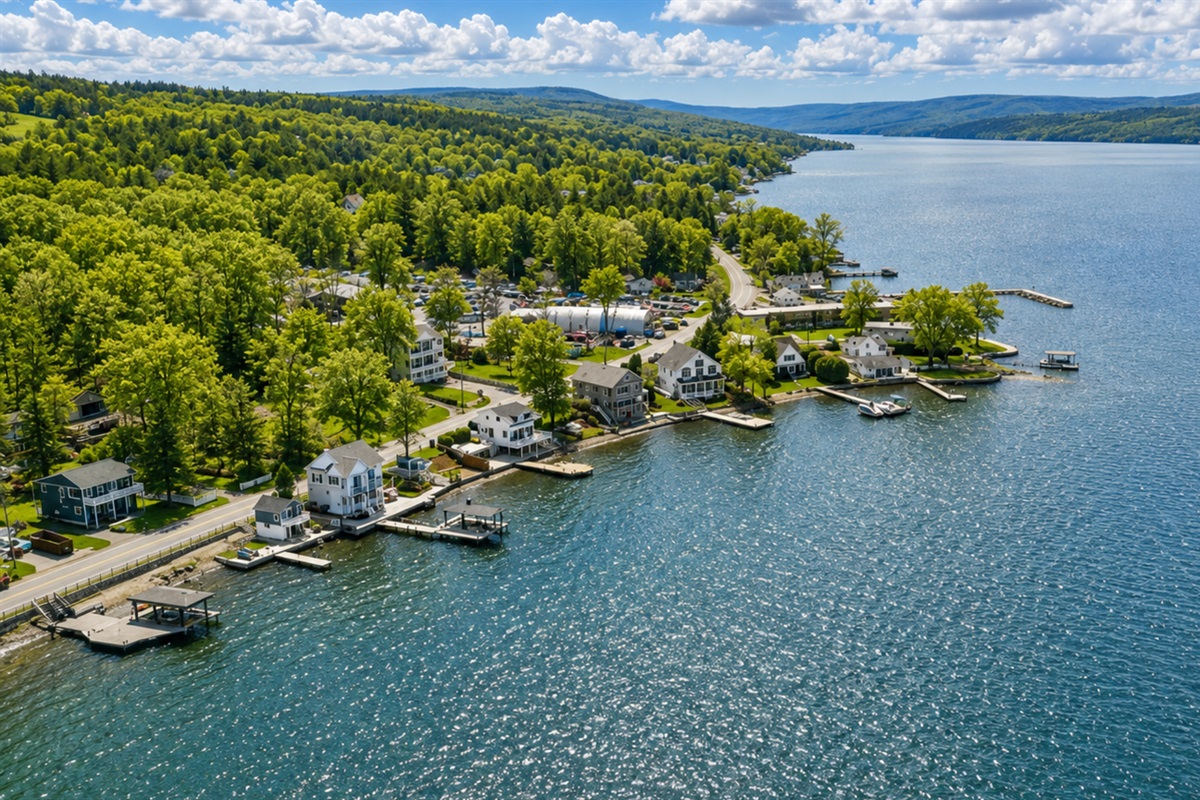 Soak in uninterrupted views of Canandaigua Lake with direct lakefront access just across the street—perfect for sunrise coffee or sunset serenity. 🌅🚤🏞️