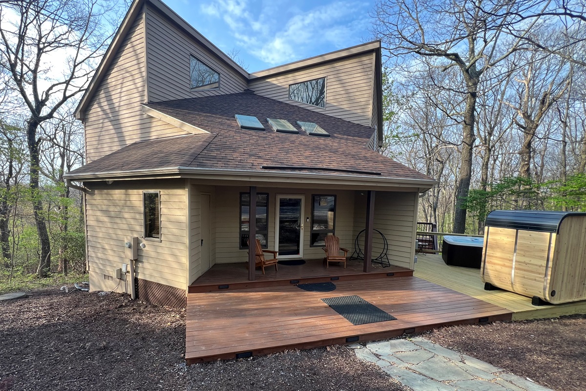 Front of House with Sauna and Hot Tub