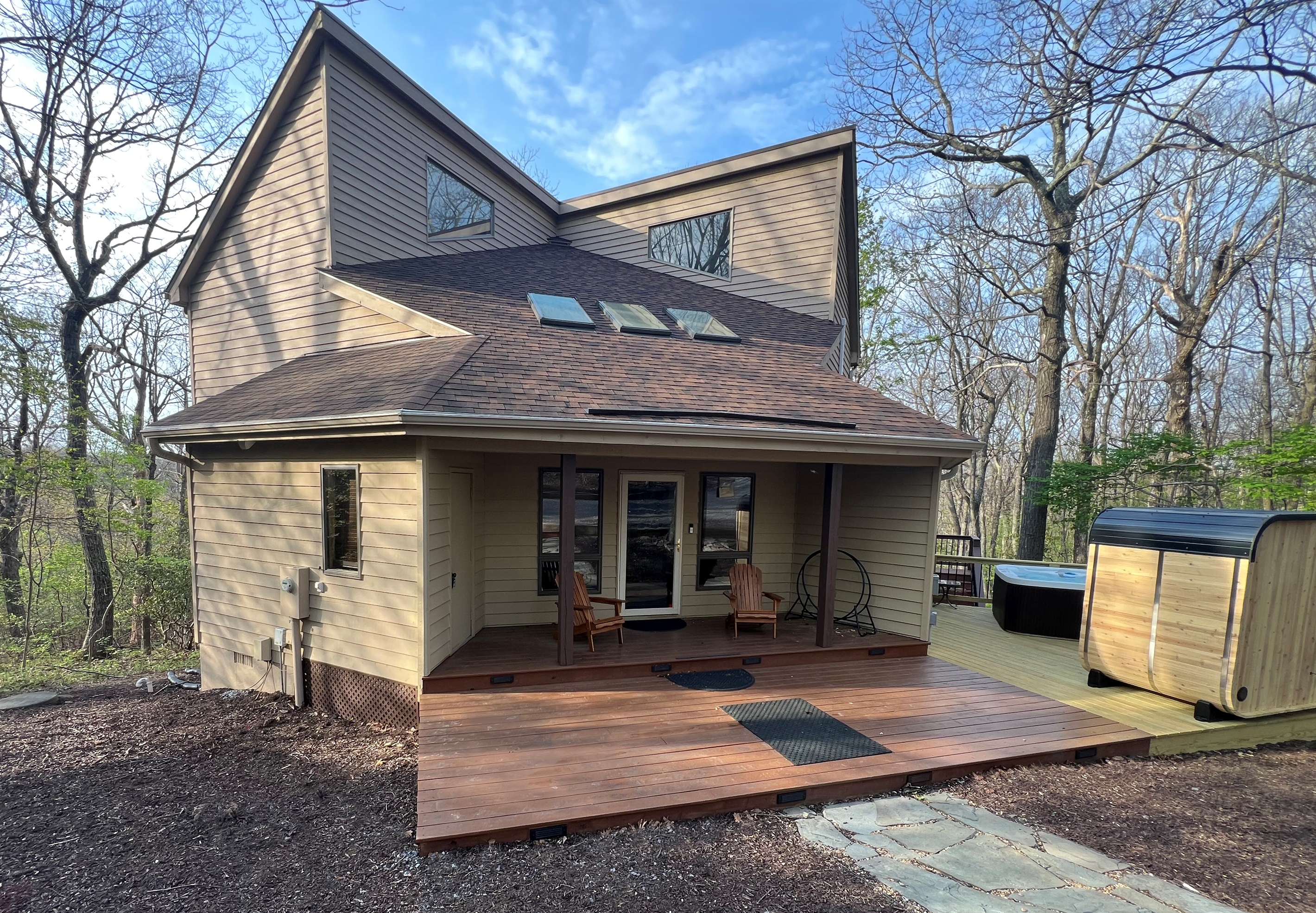 Front of House with Sauna and Hot Tub
