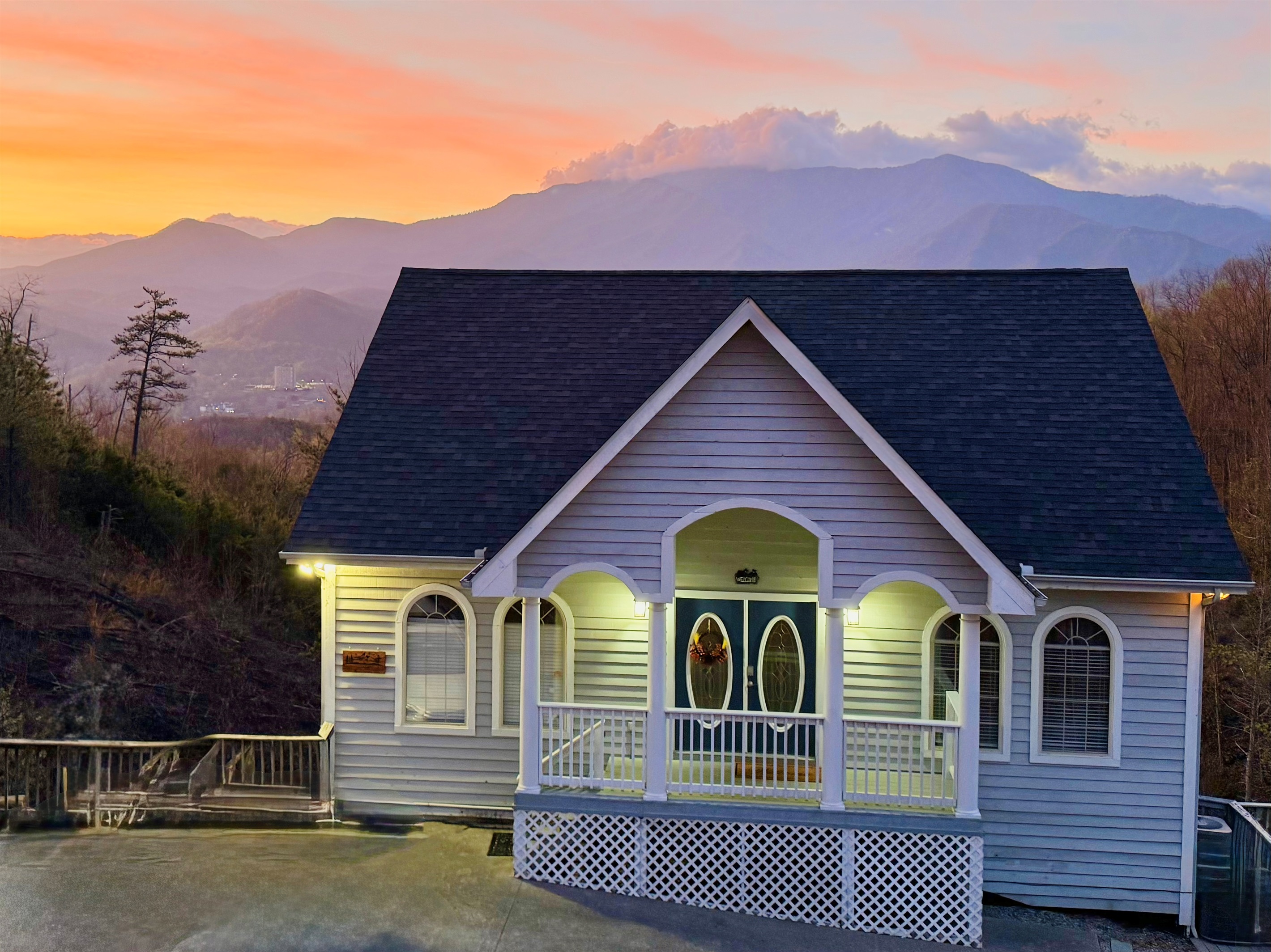 With Great Smoky Mountain National Park's Mt Leconte, and the City of Gatlinburg, the views are terrific!