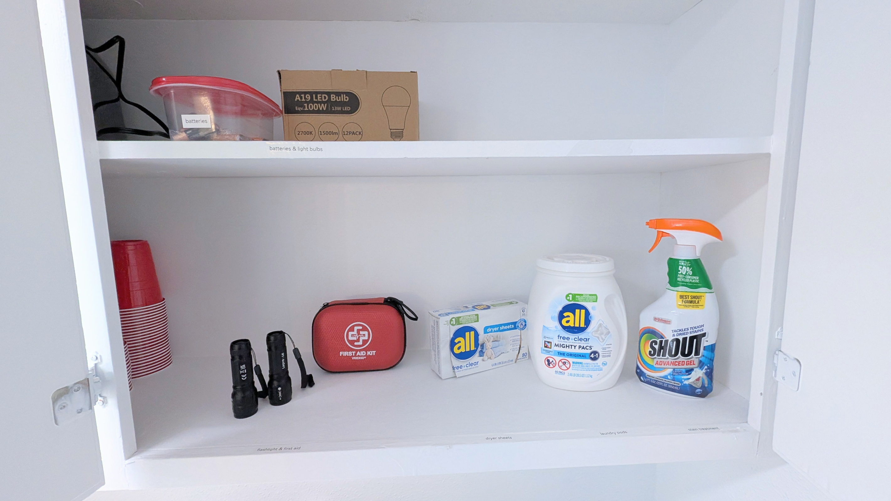 For your convenience, the laundry area includes complimentary allergen-free detergent, stain treatment spray, and dryer sheets, as well as emergency essentials such as batteries, flashlights, a first aid kit, and extra light bulbs. 