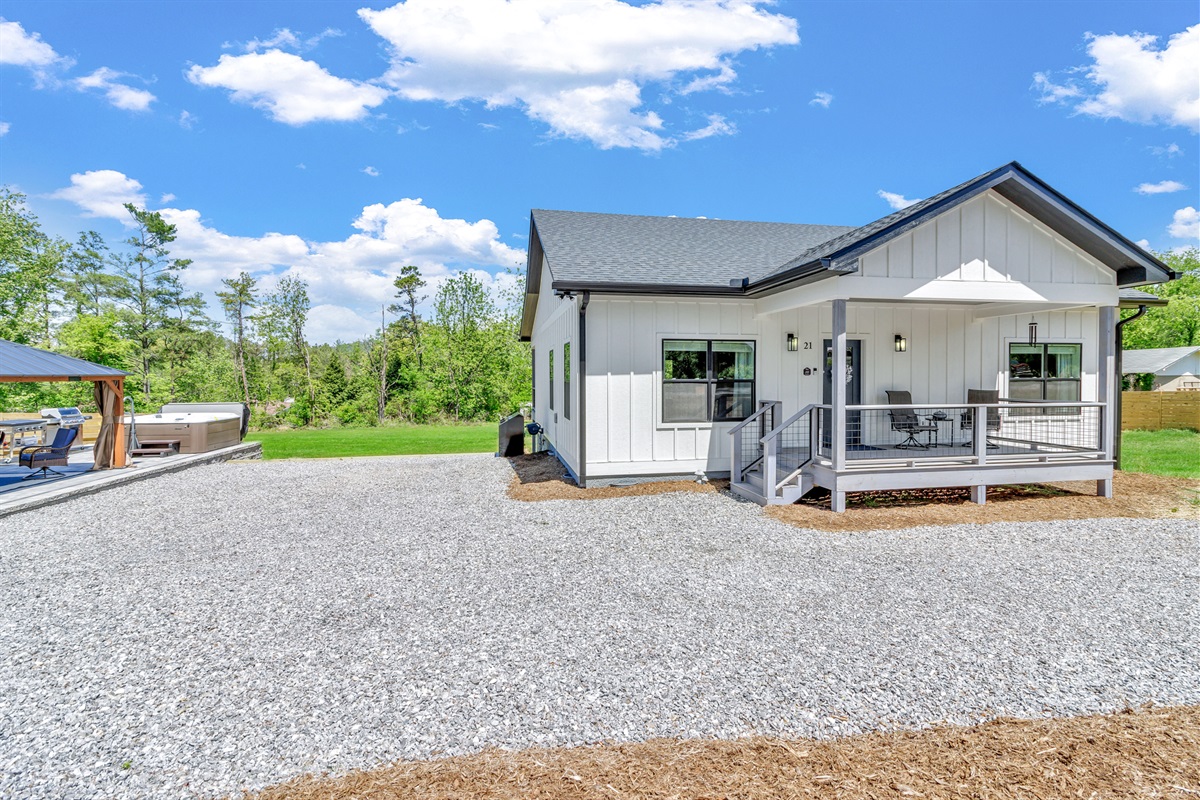 Easy parking near house and outdoor living space
