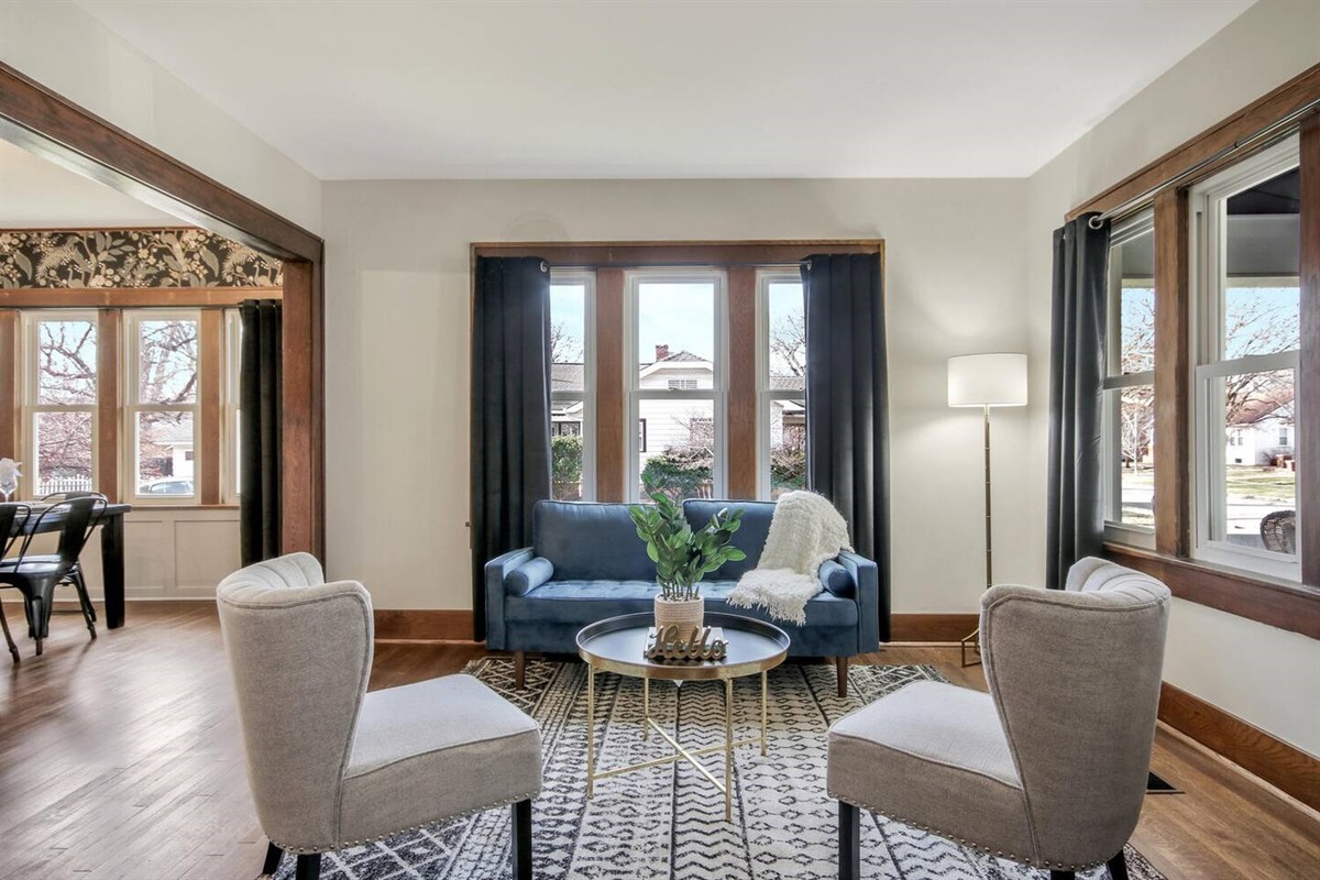 Sunny rooms with natural light.