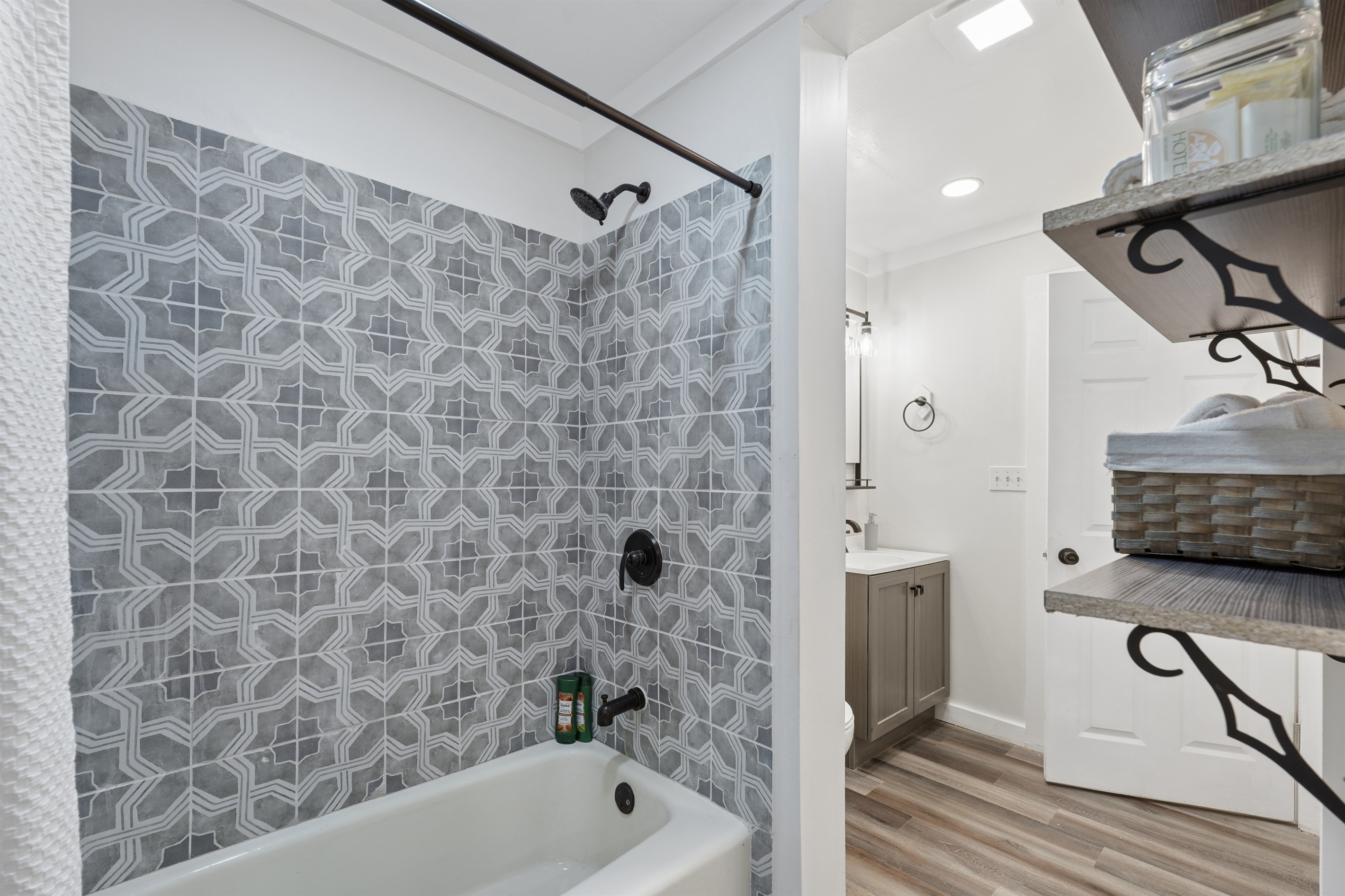 Soaps, shampoo, conditioner and towels are provided for your use.