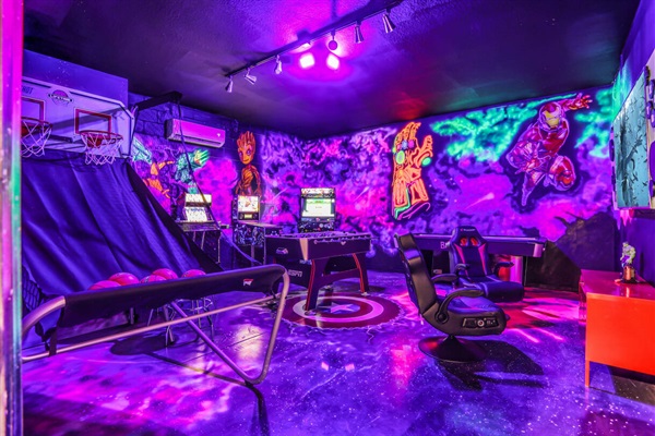 Avengers themed game room fun for everyone