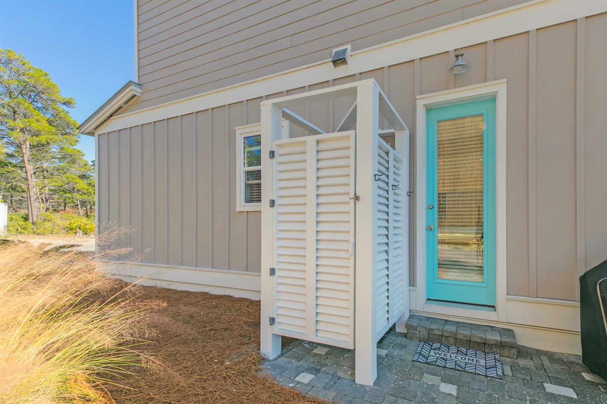 Outdoor Shower on right side of home