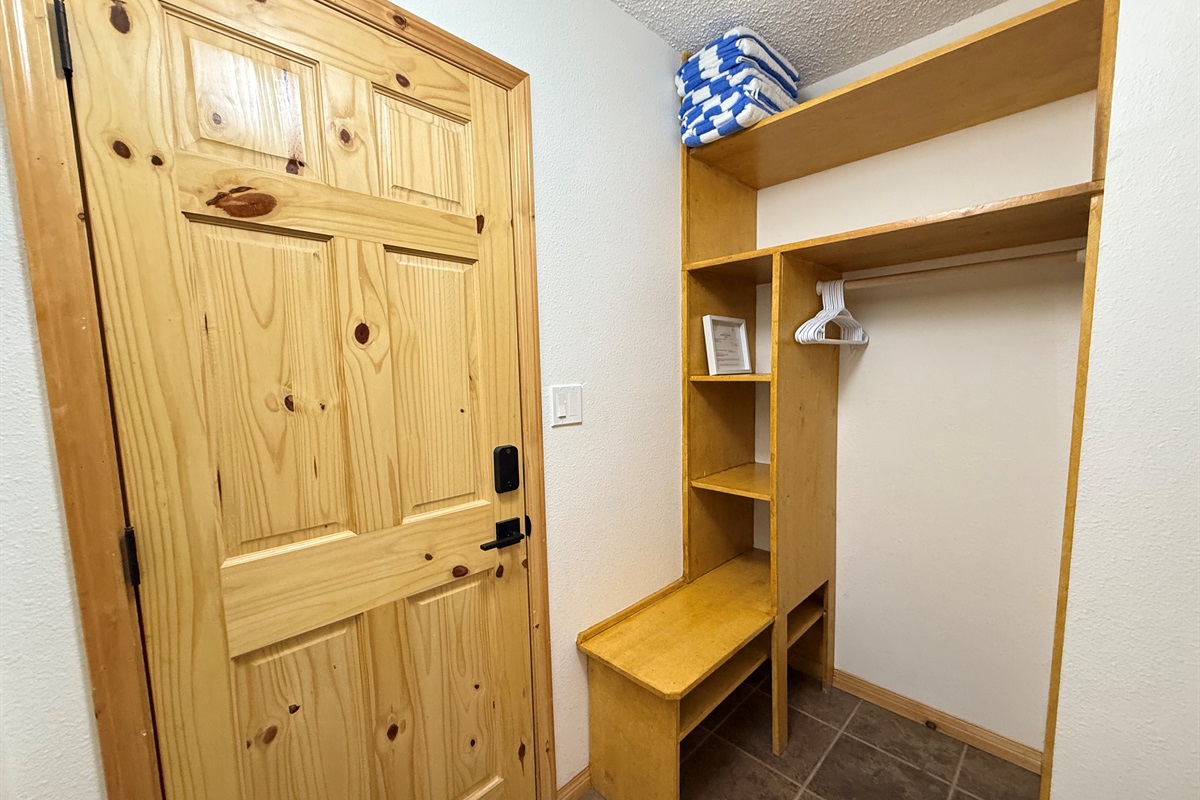 Gear Cubbies: Maximize organization with these built-in cubbies and shelving, providing dedicated storage for footwear, helmets, and gear right by the door.