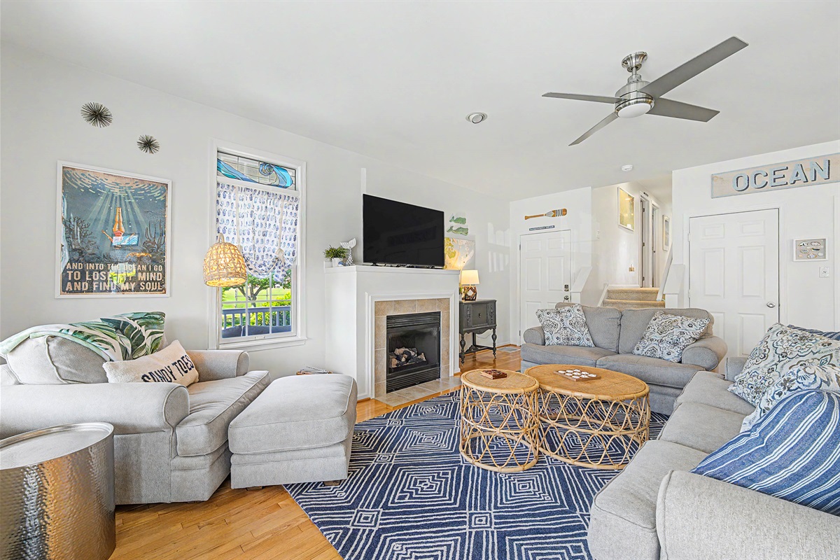Living room blue console houses puzzles and games for all ages