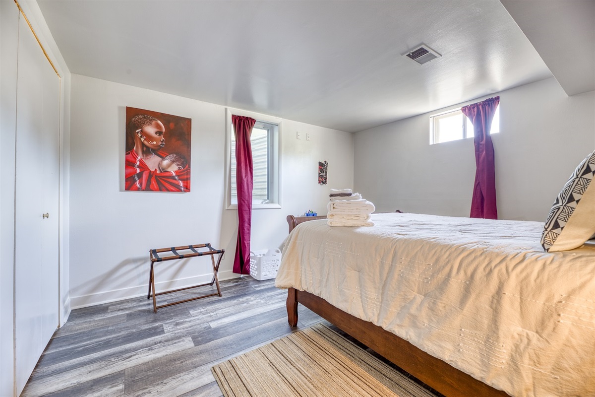 Front bedroom in Suite 35B, our Garden Level suite with lots of natural light.