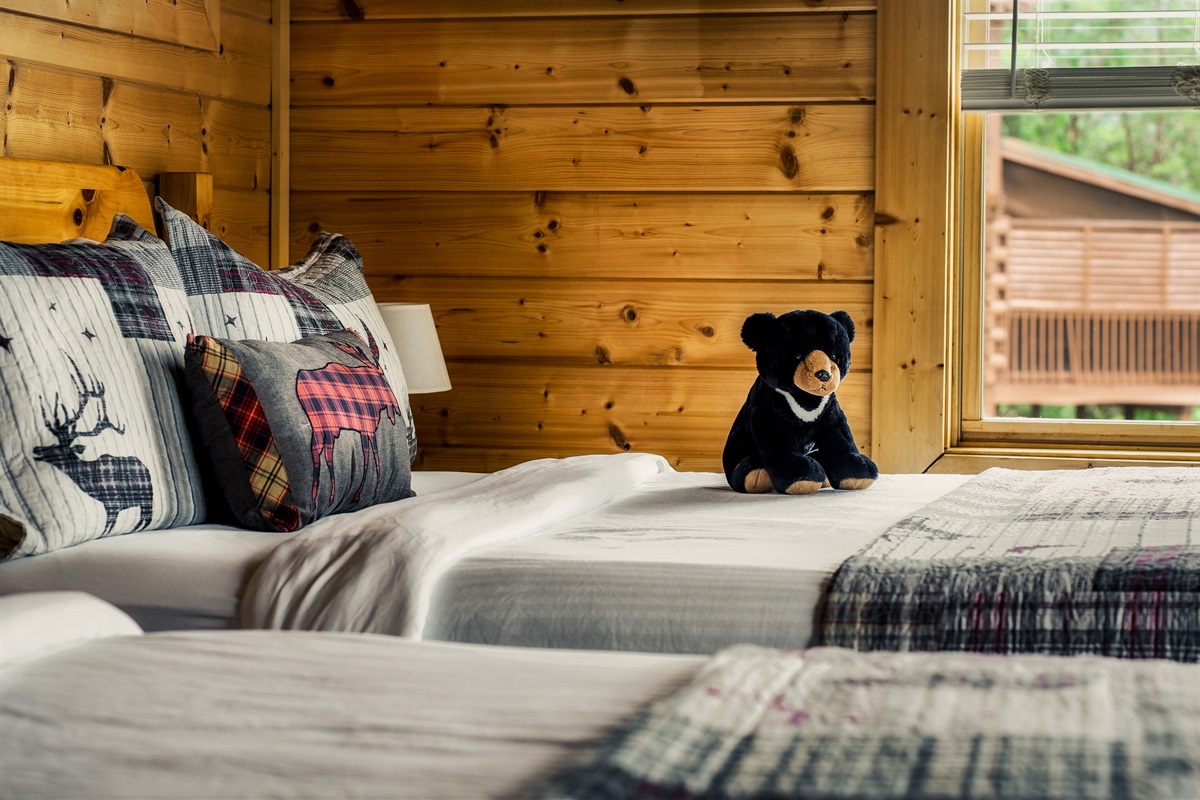 Kids love sharing our double-queen bedroom