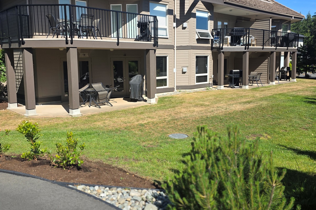 Unit A. Covered Patio. Natural Gas BBQ. Lots of green space.