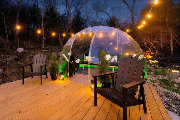 Relax and gaze at the starry skies in your unique private, glowing dome complete with climate control for comfort in any season