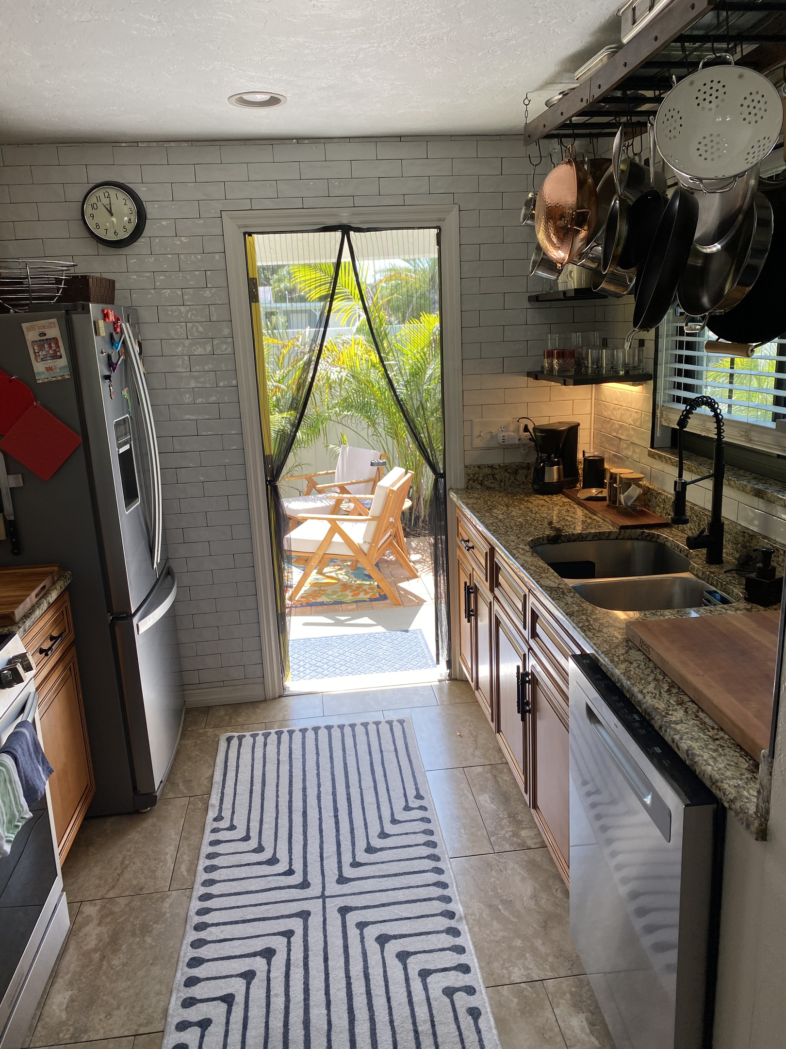 View from the kitchen to the East Patio