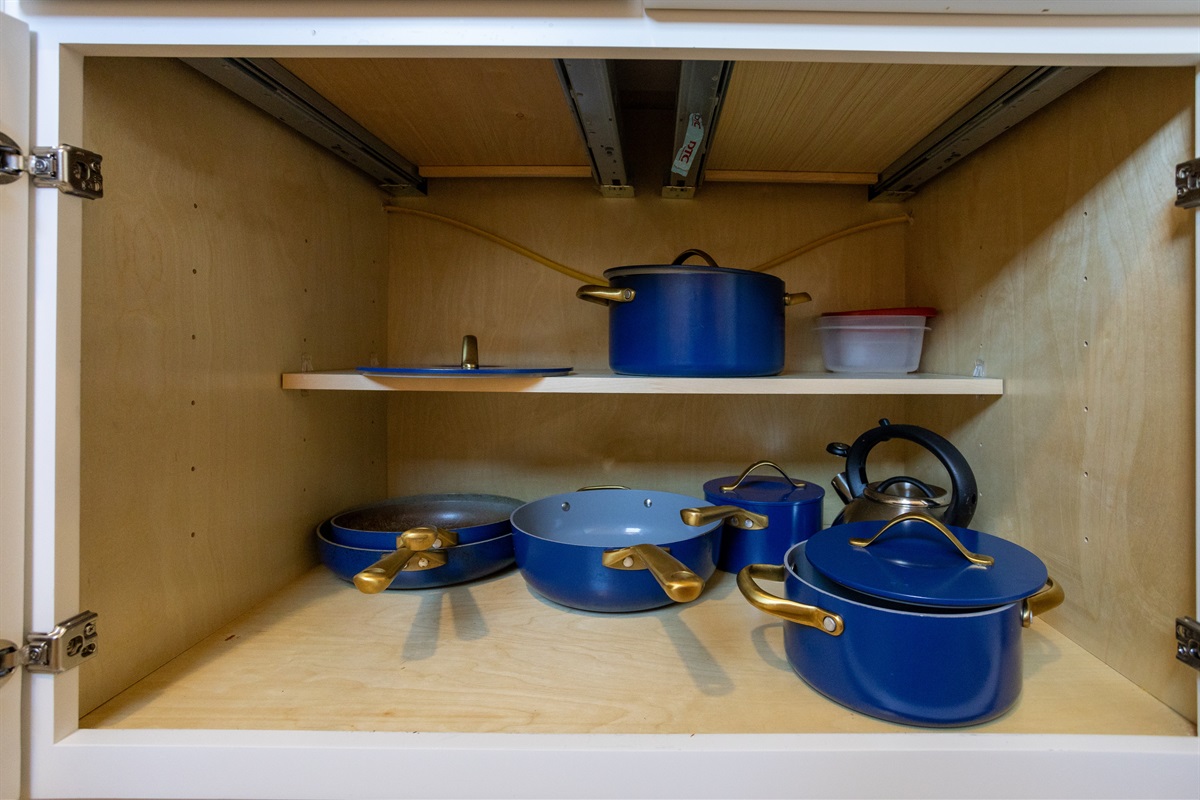 Cook with ease using a complete set of pots and pans.