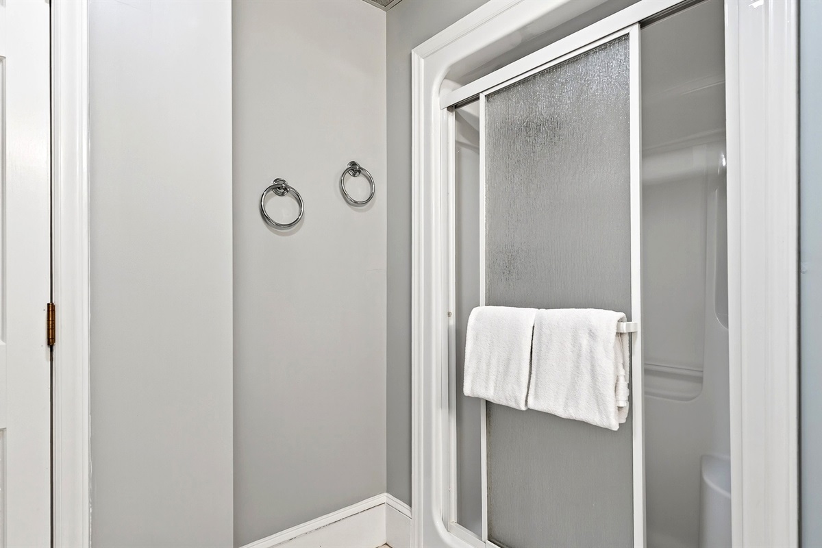 3rd bathroom on the lower level features a standup shower.