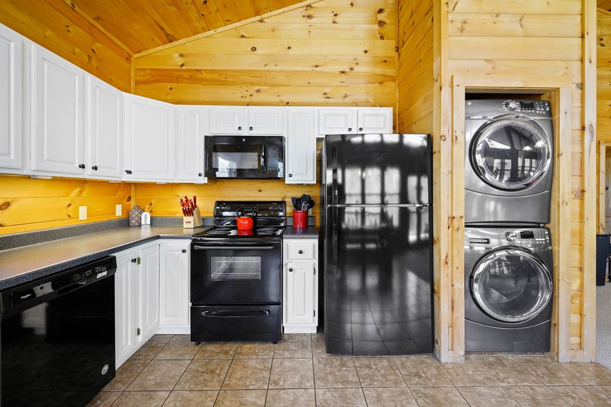 Washer and dryer included.