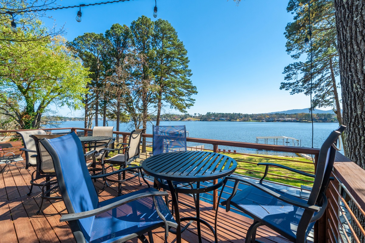 Take advantage of another inviting patio space that offers a perfect mix of comfort, shade, and scenic lake views.