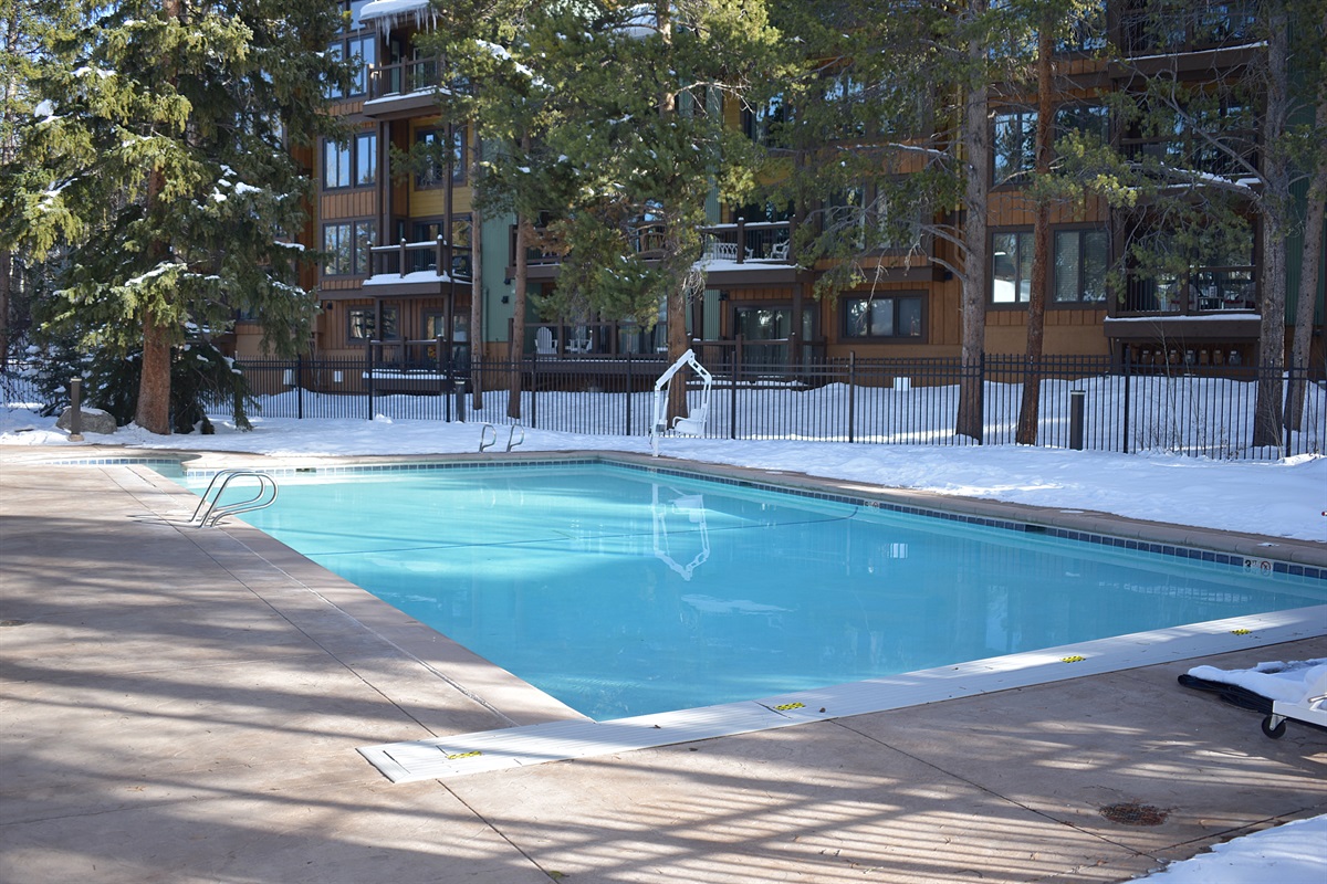 Year-round heated pool and four shared hot tubs for homes on Columbine Road.