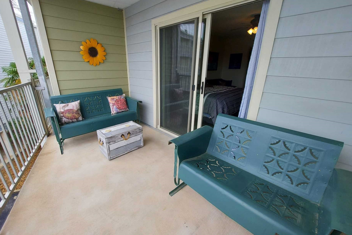 Double balcony with great views.