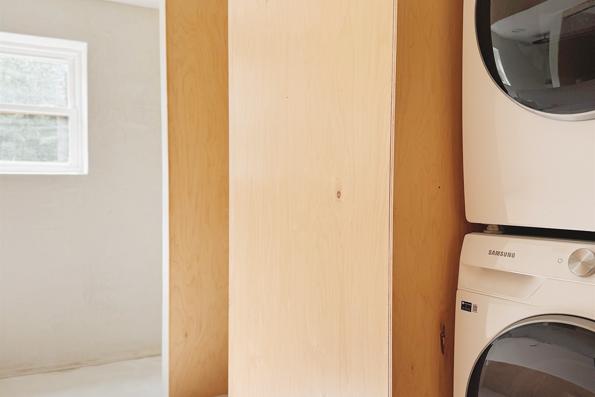 Washer and dryer in upstairs bathroom