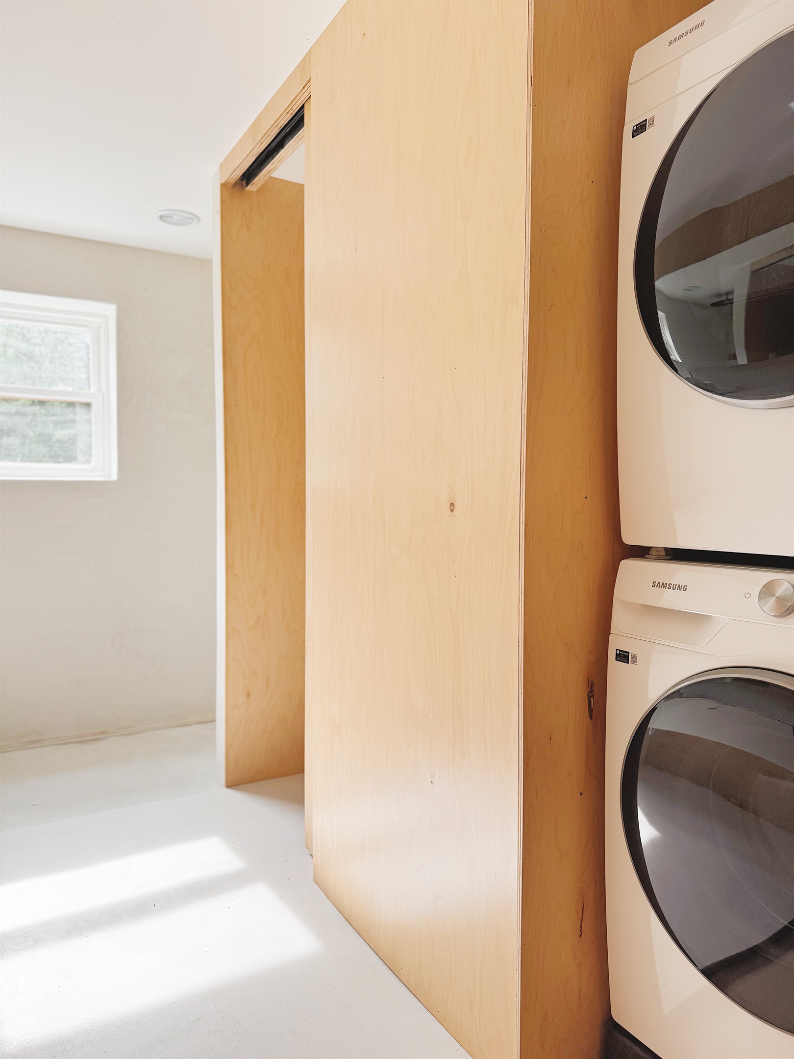 Washer and dryer in upstairs bathroom