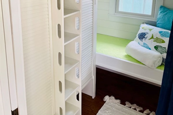 Bunk Room with 2 smaller than twin bunks. Great for kids.