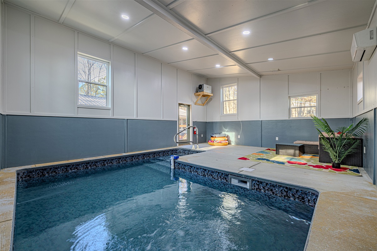 Experience the ultimate mountain luxury with your very own private indoor pool, perfect for a refreshing dip regardless of the weather outside.