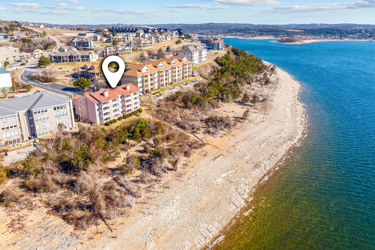 Incredible lakefront location with expansive shoreline views.