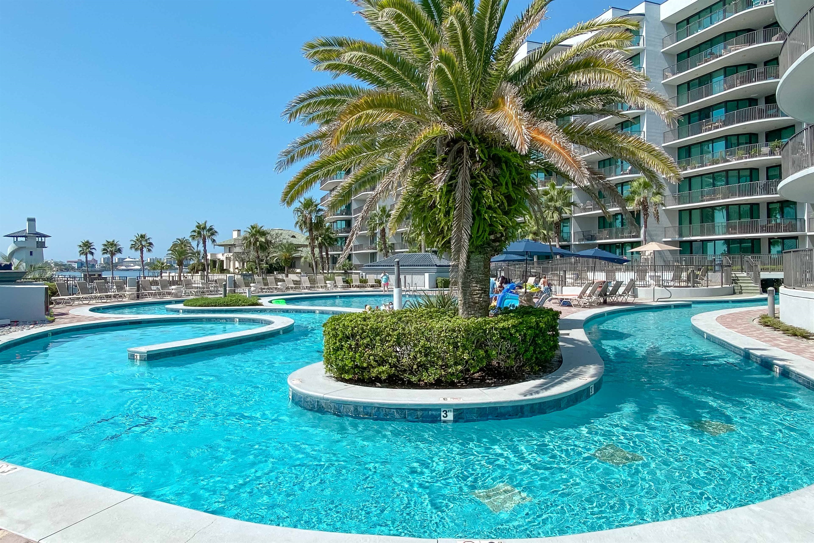 Your personal oasis awaits. Enjoy endless relaxation in this incredible lazy river and pool complex, right outside your door.
